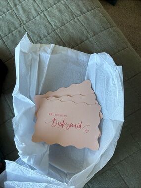 Scalloped 'Will You Be My Bridesmaid' Cards x3- Blush Pink